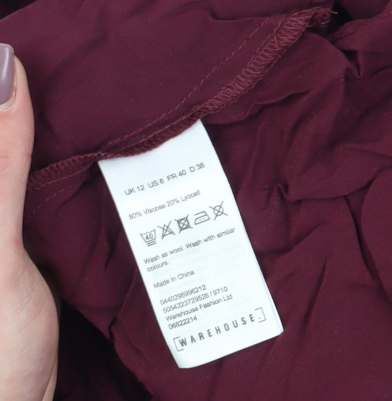 Womens UK Size 12 Warehouse Purple Basic Button-Up
