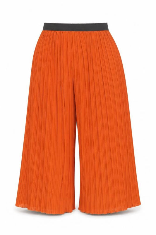 Womens UK Size S Stradivarius Relaxed Fit Wide-Leg Orange Trousers