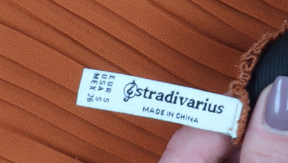 Womens UK Size S Stradivarius Relaxed Fit Wide-Leg Orange Trousers