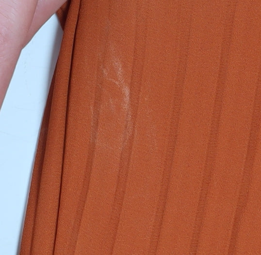 Womens UK Size S Stradivarius Relaxed Fit Wide-Leg Orange Trousers