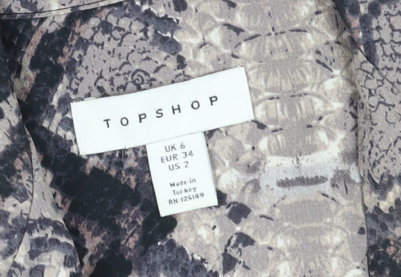 Womens UK Size 6 Topshop Brown Tunic Blouse