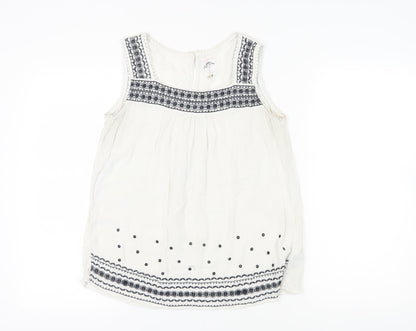 Mantaray Women's White Embroidered Tank Top Size 12