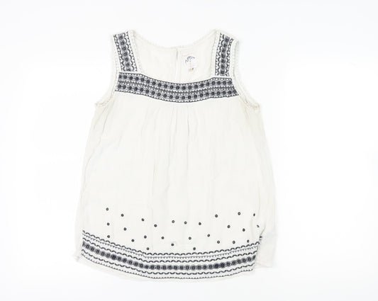 Mantaray Women's White Embroidered Tank Top Size 12