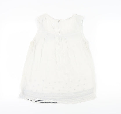 Mantaray Women's White Embroidered Tank Top Size 12