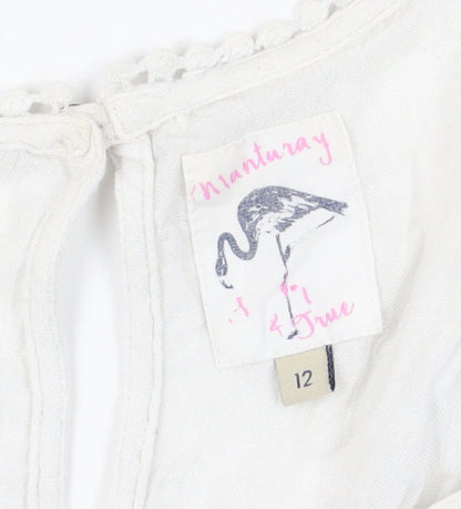 Mantaray Women's White Embroidered Tank Top Size 12