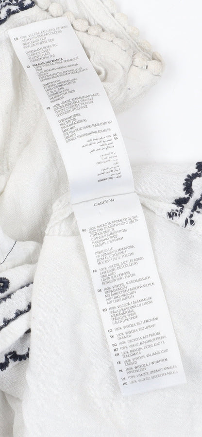 Mantaray Women's White Embroidered Tank Top Size 12