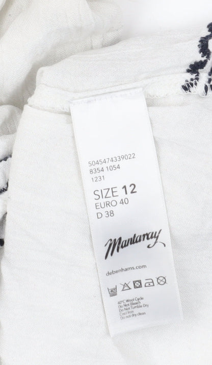 Mantaray Women's White Embroidered Tank Top Size 12