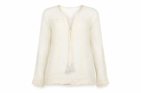 Womens UK Size 10 Falmer Heritage Ivory Tunic Blouse