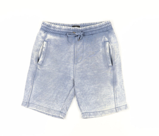 River Island Men's Blue Acid Wash Sweat Shorts XXS