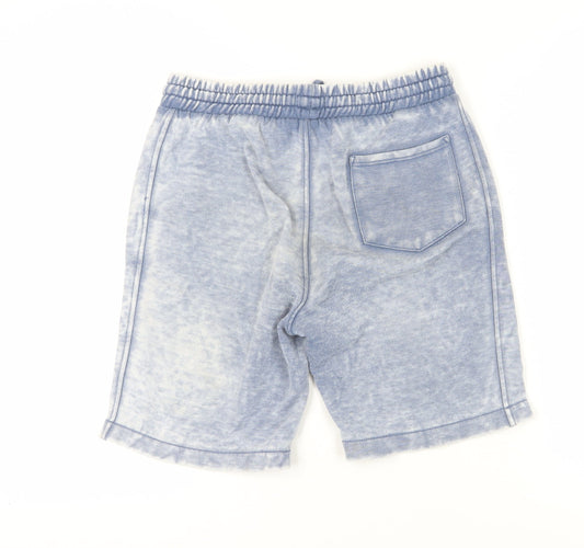 River Island Men's Blue Acid Wash Sweat Shorts XXS