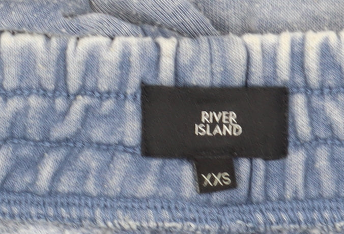 River Island Men's Blue Acid Wash Sweat Shorts XXS
