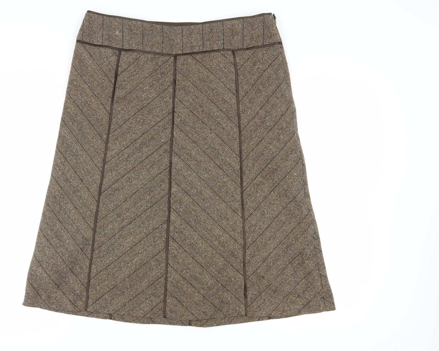 Principles Women's Brown A-Line Herringbone Skirt - Size 14