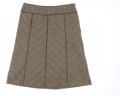 Principles Women's Brown A-Line Herringbone Skirt - Size 14