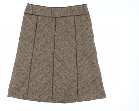 Principles Women's Brown A-Line Herringbone Skirt - Size 14