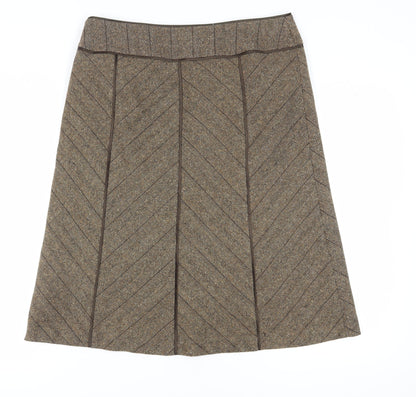 Principles Women's Brown A-Line Herringbone Skirt - Size 14