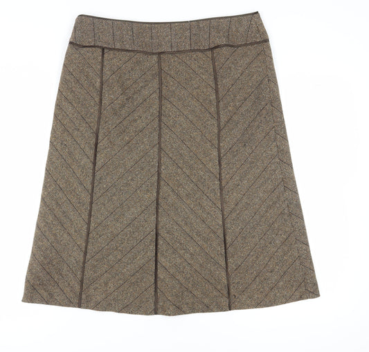 Principles Women's Brown A-Line Herringbone Skirt - Size 14