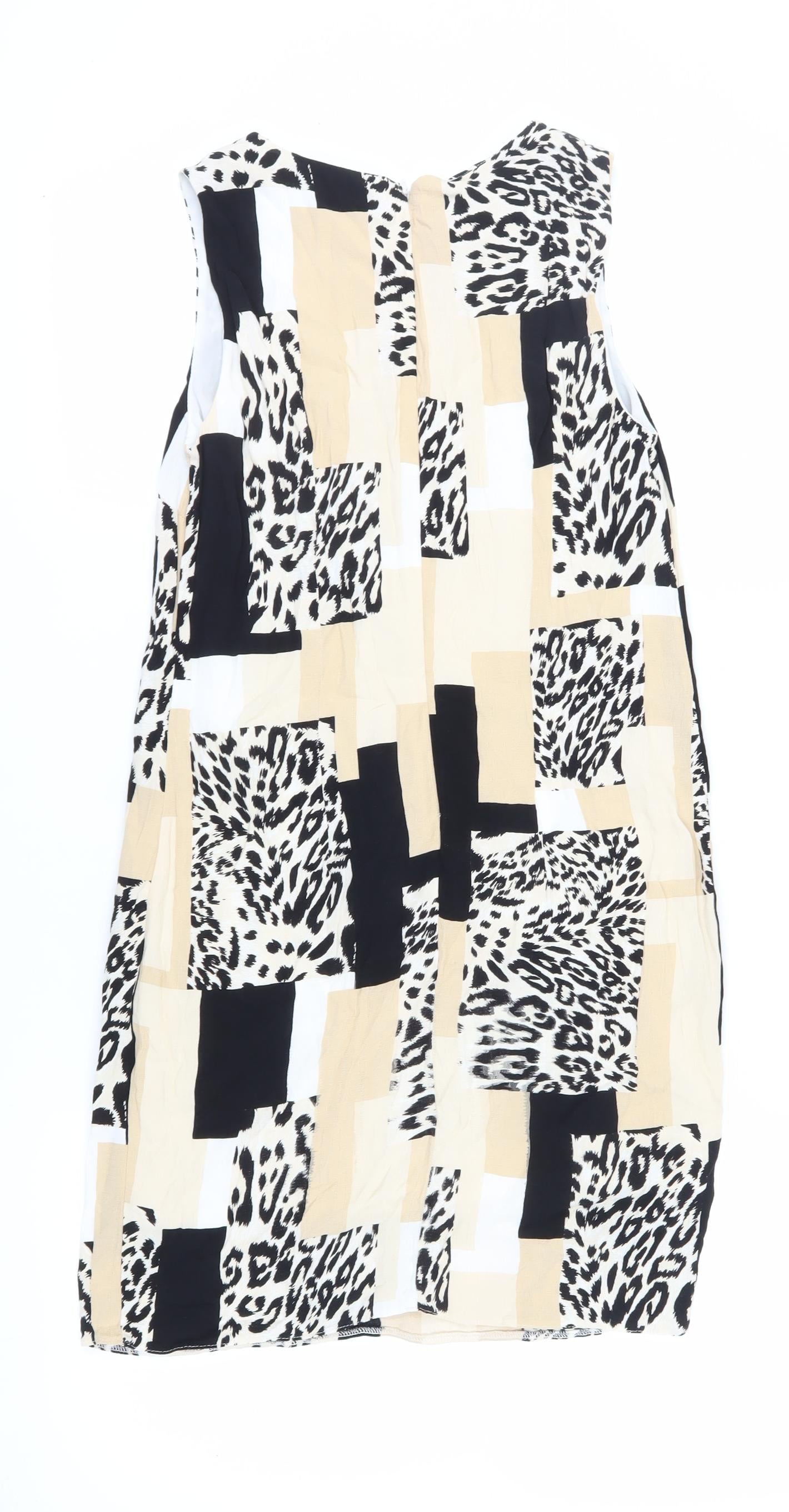Wallis Women's Beige Black Animal Print Dress, Size 8
