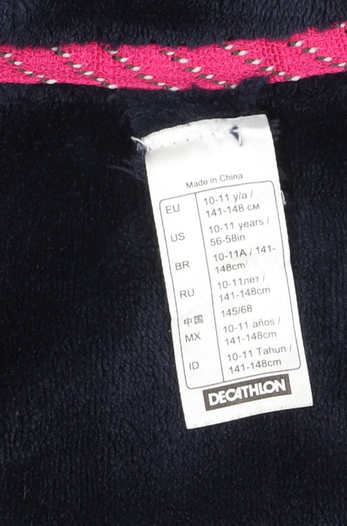Decathlon Girls Blue Hooded Fleece Jacket 11 Years