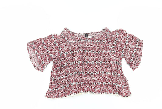 Womens UK Size 12 H&M Multicoloured Cropped Blouse
