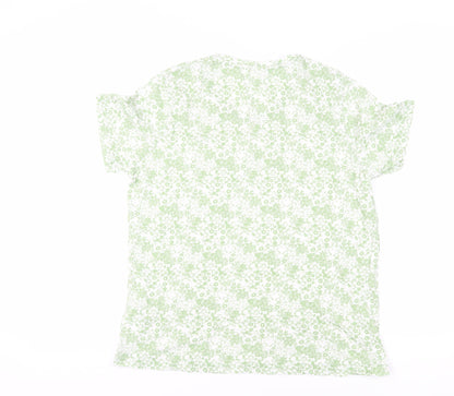 Damart Women’s Floral Green T-Shirt, L, Cotton