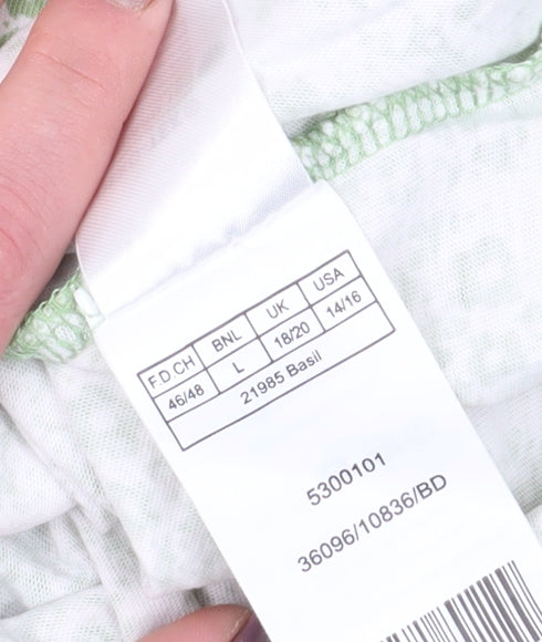 Damart Women’s Floral Green T-Shirt, L, Cotton