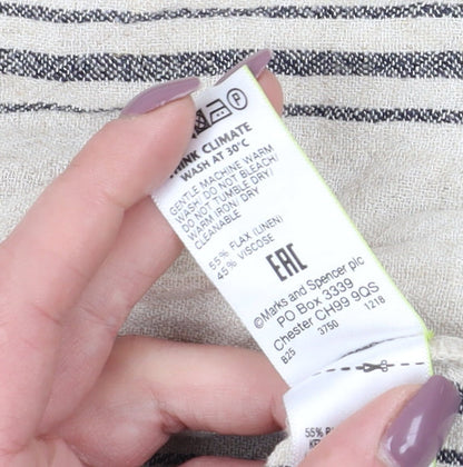 Marks and Spencer Women Beige Striped Midi Dress