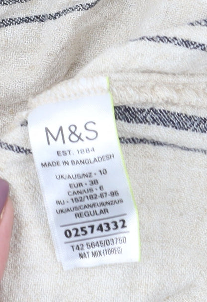 Marks and Spencer Women Beige Striped Midi Dress