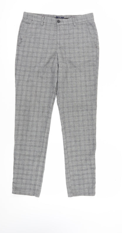 Kiabi Men Grey Slim Fit Check Chino Trousers 40