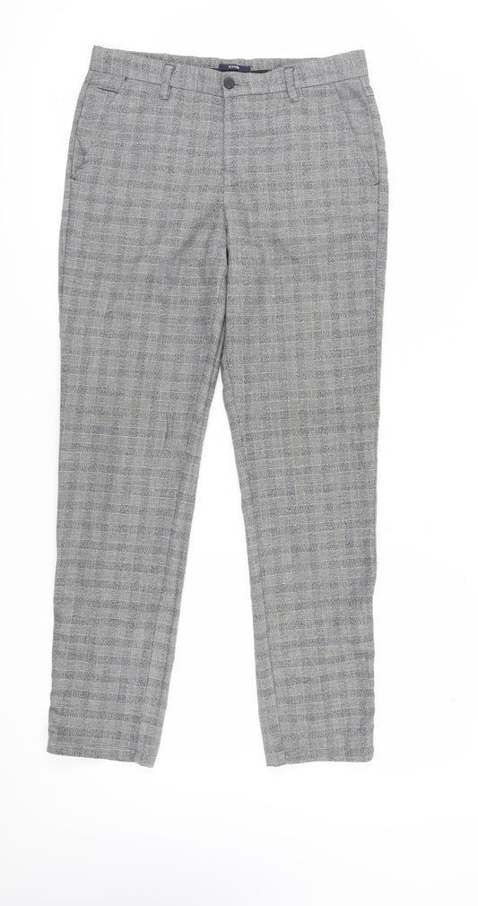 Kiabi Men Grey Slim Fit Check Chino Trousers 40