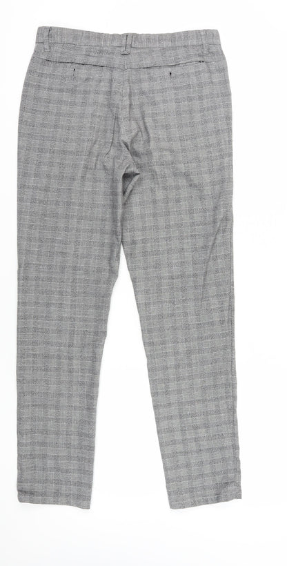 Kiabi Men Grey Slim Fit Check Chino Trousers 40