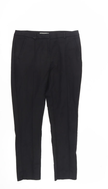 Womens UK Size 10 Oasis Slim Fit Dress Pants Black Trousers