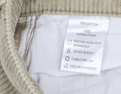 Motel Women's Beige Straight Corduroy Jeans, Size S