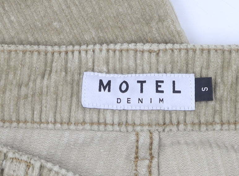 Motel Women's Beige Straight Corduroy Jeans, Size S