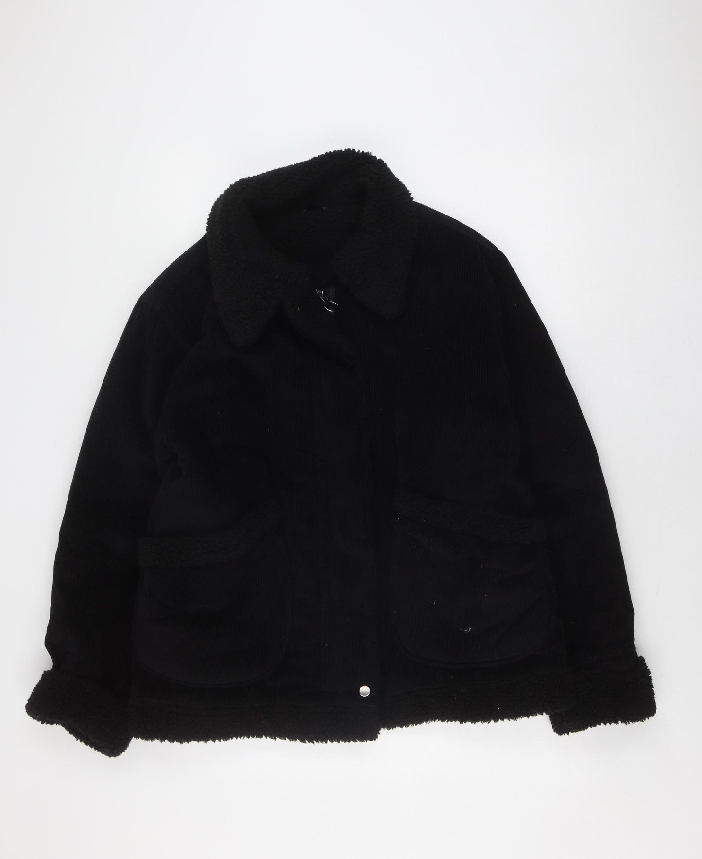 Womens UK Size 10 Topshop Black Bomber Jacket