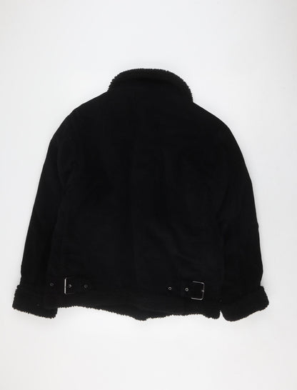 Womens UK Size 10 Topshop Black Bomber Jacket