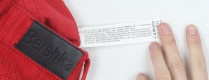 Bershka Women's Red Mom Jeans, Size 6 Cotton Corduroy