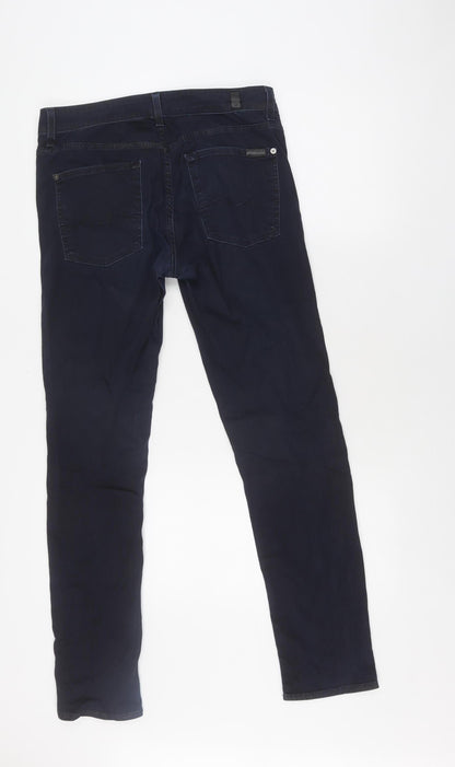 7 For All Mankind Women's Blue Straight Jeans