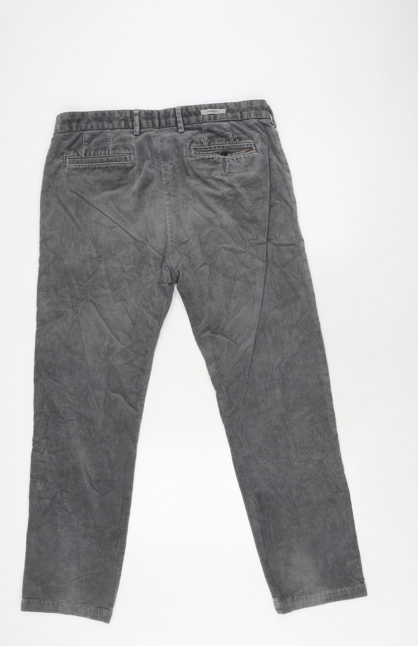 Marks and Spencer Men's Grey Straight Corduroy Trousers 36