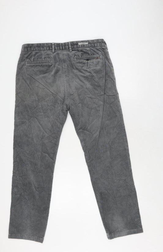 Marks and Spencer Men's Grey Straight Corduroy Trousers 36
