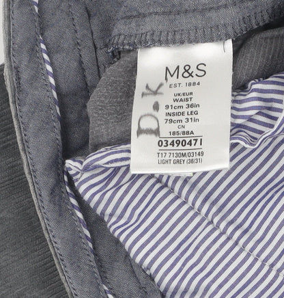Marks and Spencer Men's Grey Straight Corduroy Trousers 36