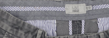 Marks and Spencer Men's Grey Straight Corduroy Trousers 36