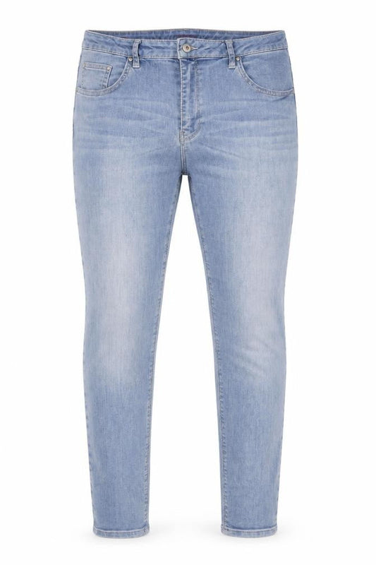 Front view of Raffaello Rossi Blue Skinny Distressed Jeans, size 18