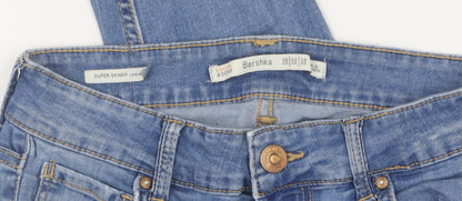 Bershka Girls Blue Skinny Ripped Jeans Size 10