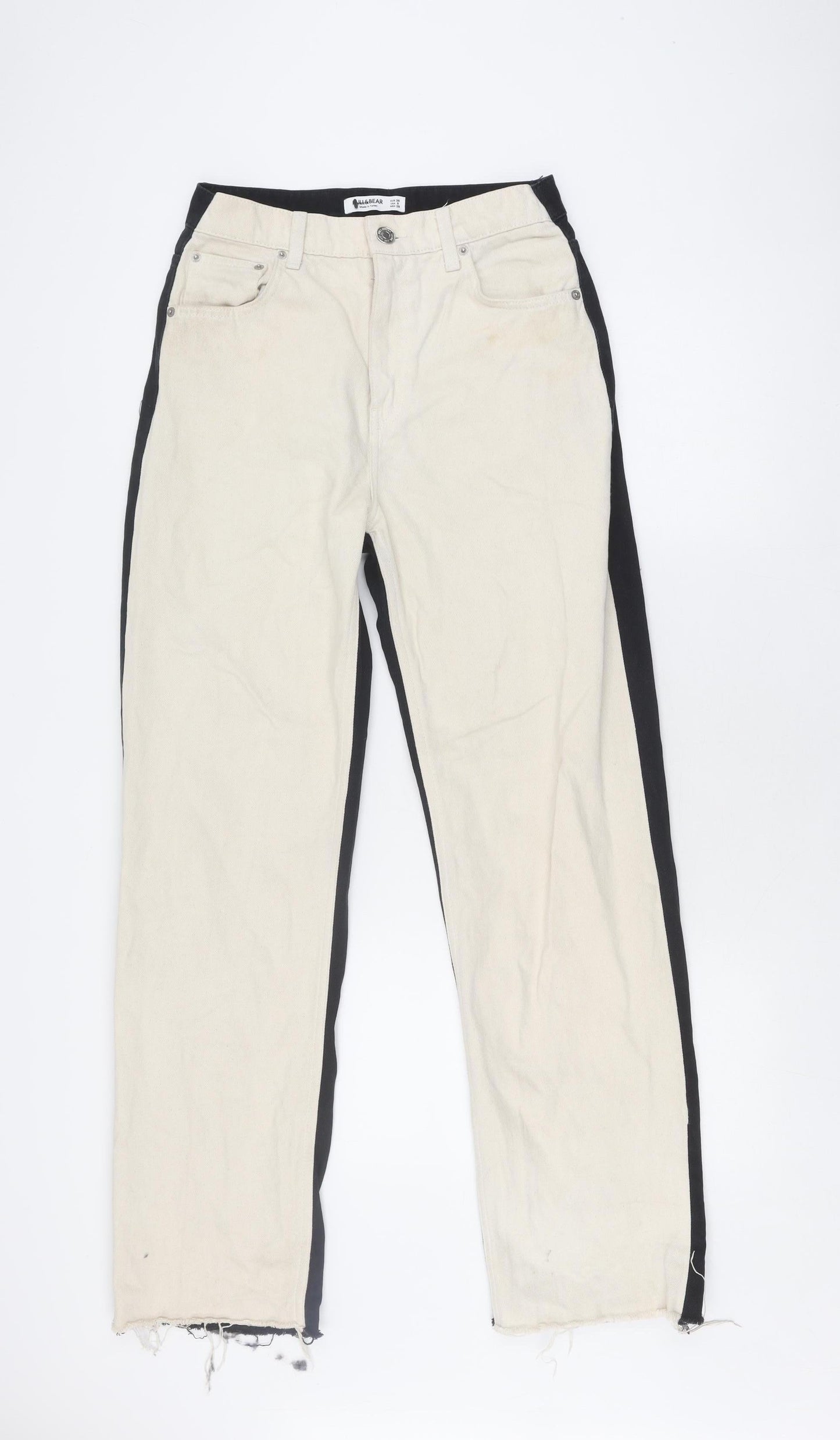 Pull&Bear Women's Black Beige Straight Jeans, Size 10