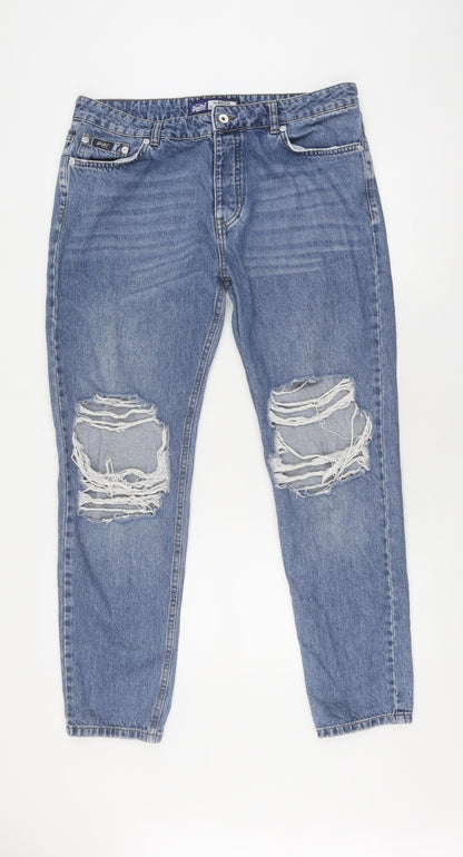 Womens UK Size M Superdry Relaxed Fit Boyfriend Blue Jeans