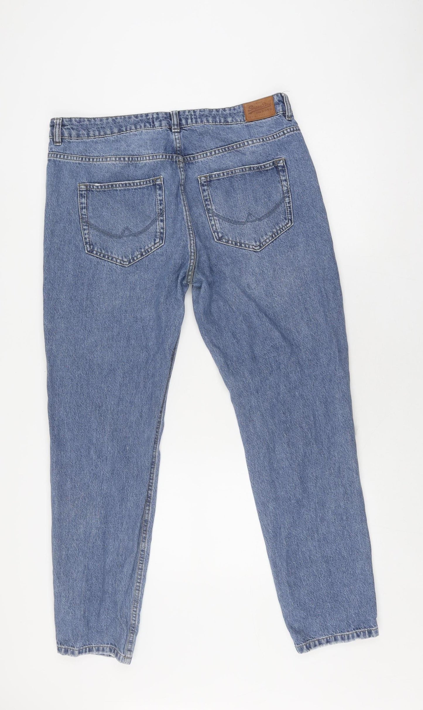 Womens UK Size M Superdry Relaxed Fit Boyfriend Blue Jeans