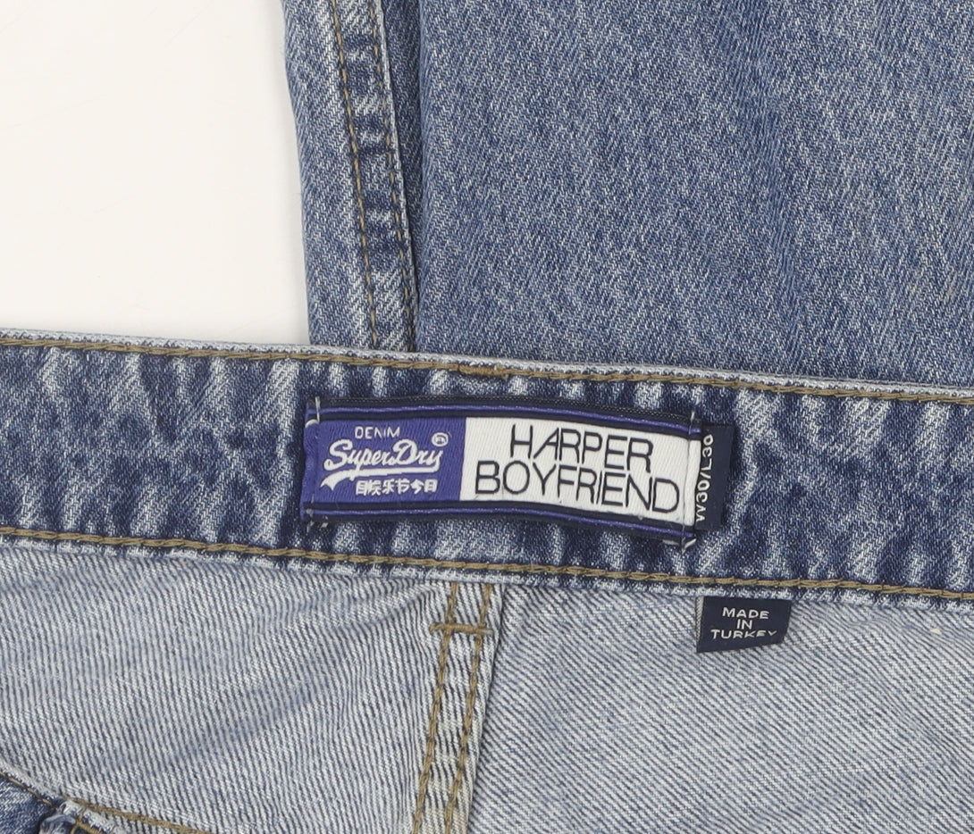 Womens UK Size M Superdry Relaxed Fit Boyfriend Blue Jeans