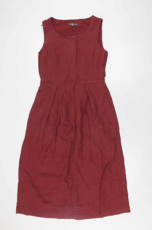 Laura Ashley Women's Red Linen Sheath Dress Size 8