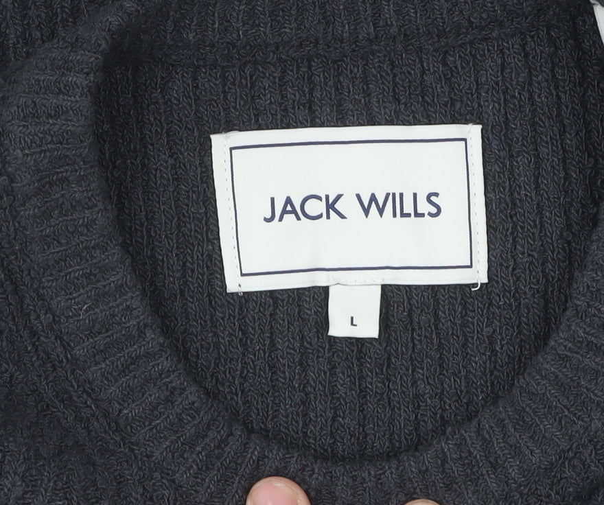 Jack Wills Men's Black Crew Neck Knit Top L