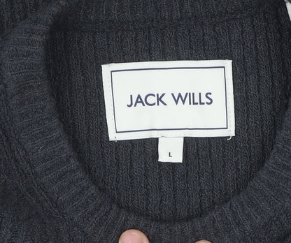Jack Wills Men's Black Crew Neck Knit Top L